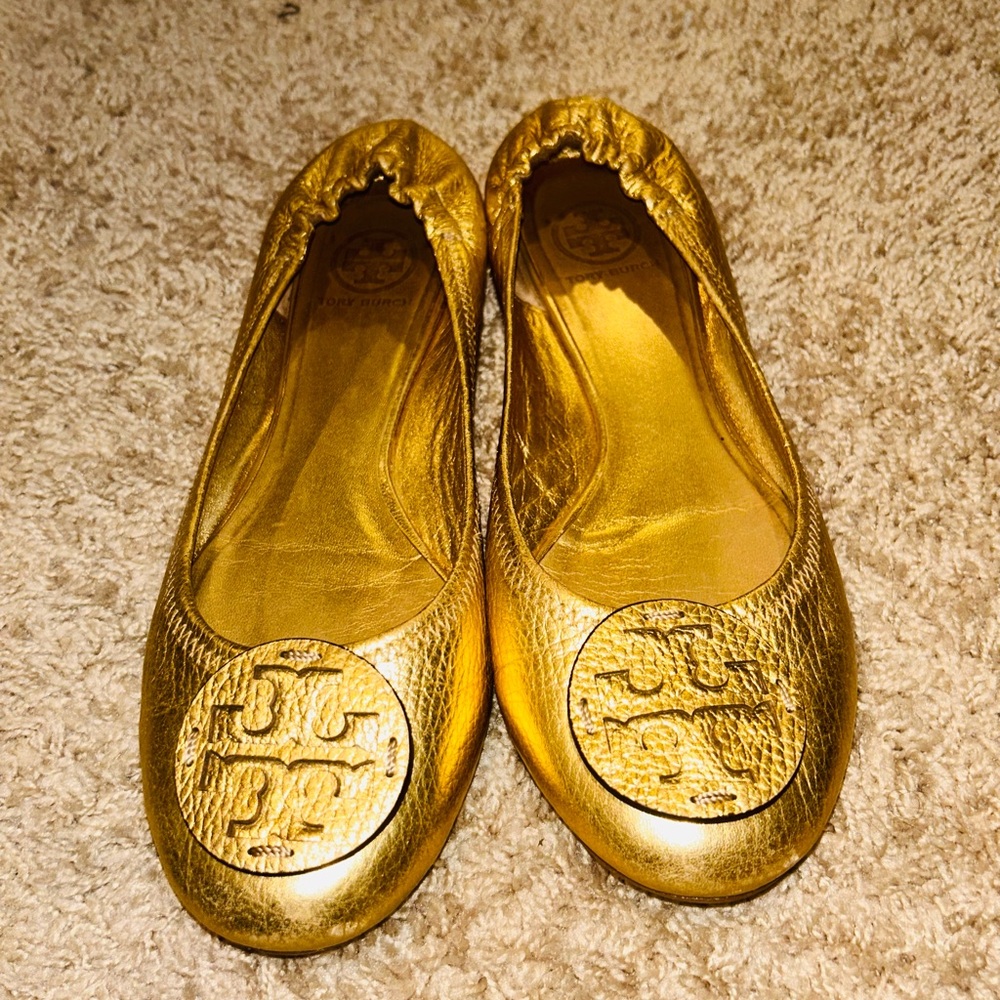 Tory Burch Metallic Gold Loafers